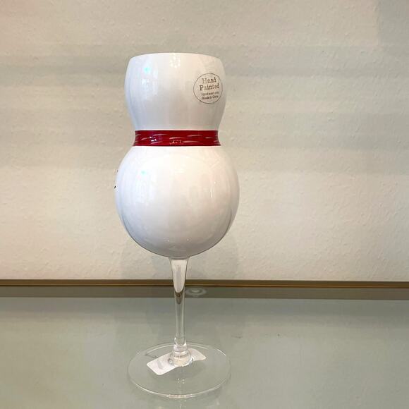 Hand-Painted Snowman Christmas Wine Glass Festive Holiday New - Picture 3 of 10